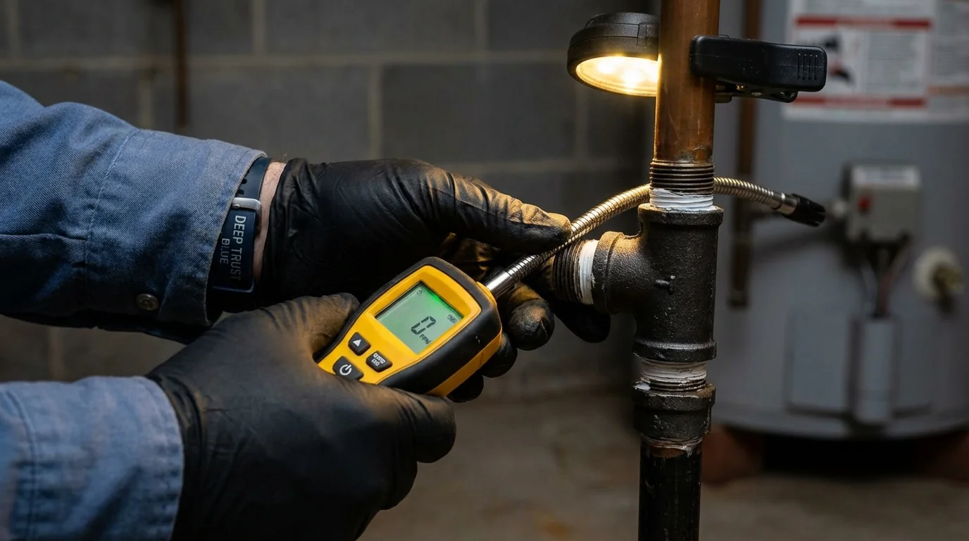 Gas leak detection with electronic sniffer by Johns Plumbing LLC in Carter Lake
