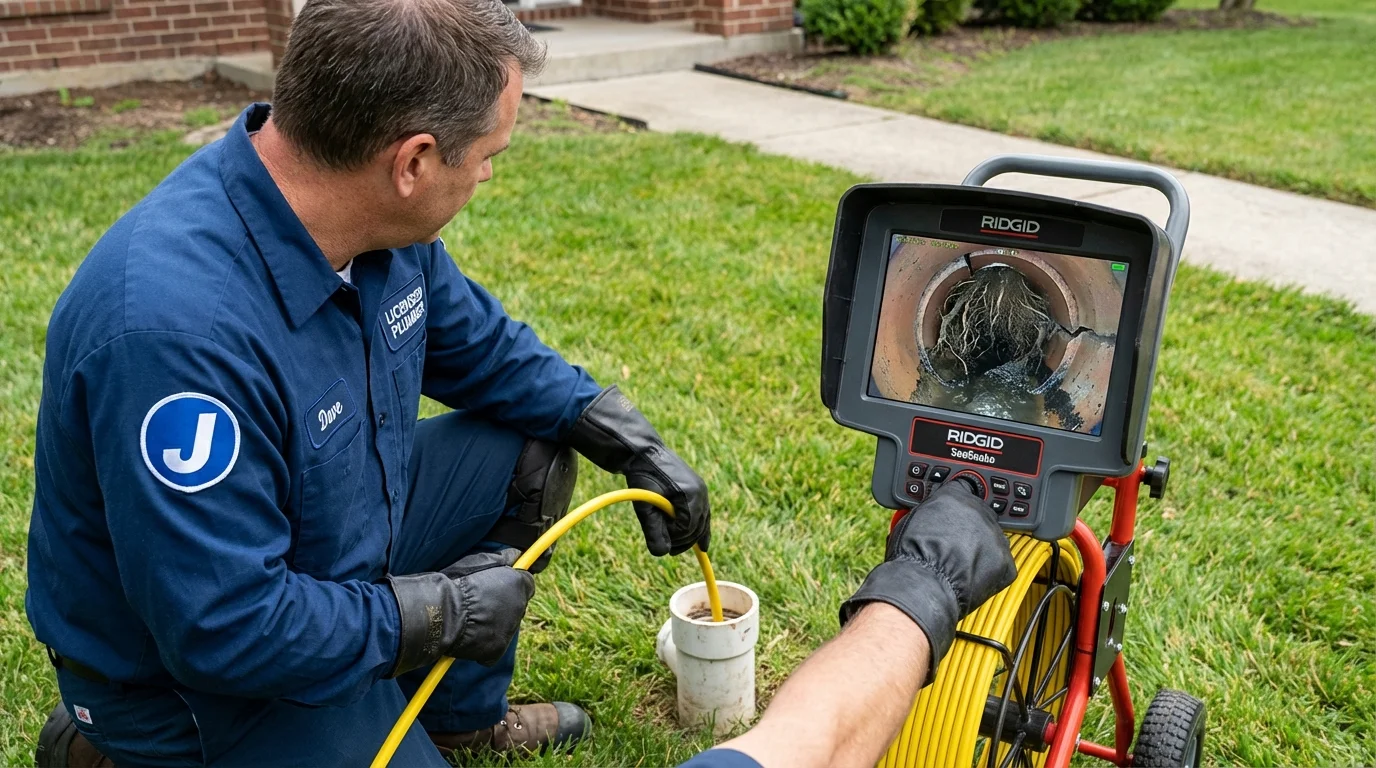 Sewer camera inspection being performed by Johns Plumbing LLC in Carter Lake